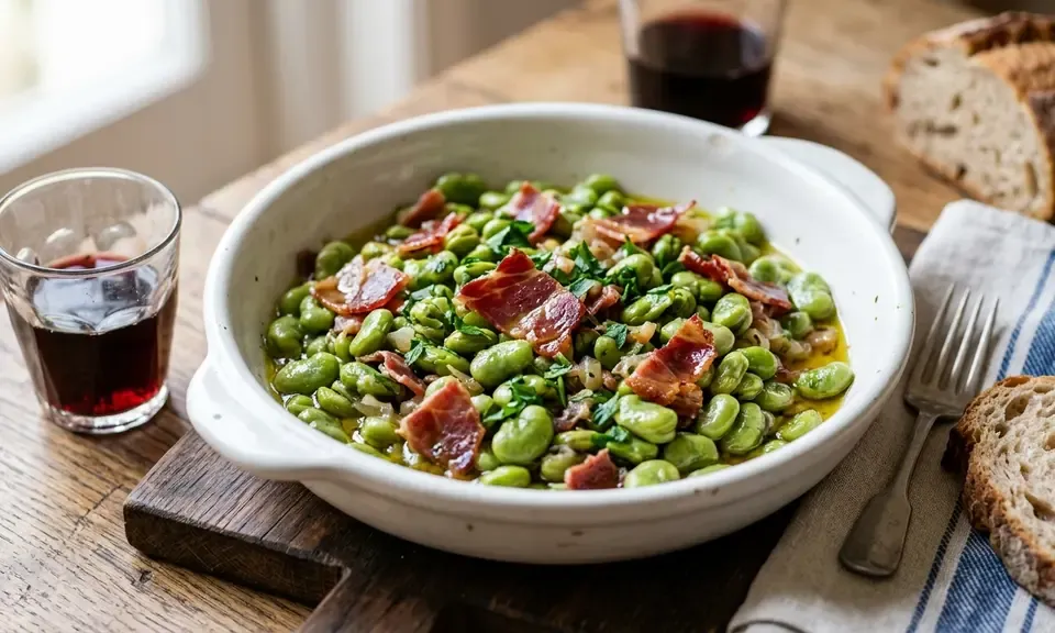 Traditional dish of Granada: Habas con Jamón