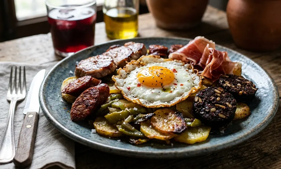 Traditional dish of Granada: Plato Alpujarreño